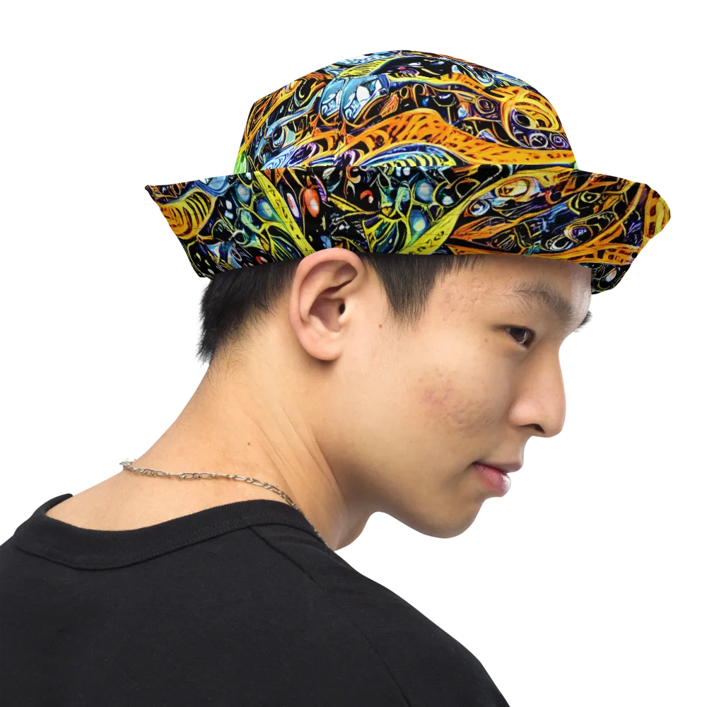 Blacklight Odyssey on Reversible Bucket Hat — Right Outside