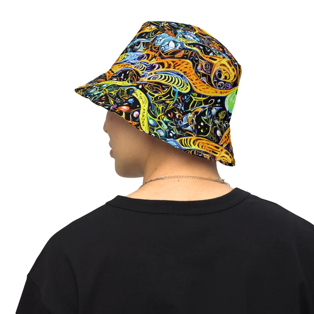 Blacklight Odyssey on Reversible Bucket Hat — Back Inside