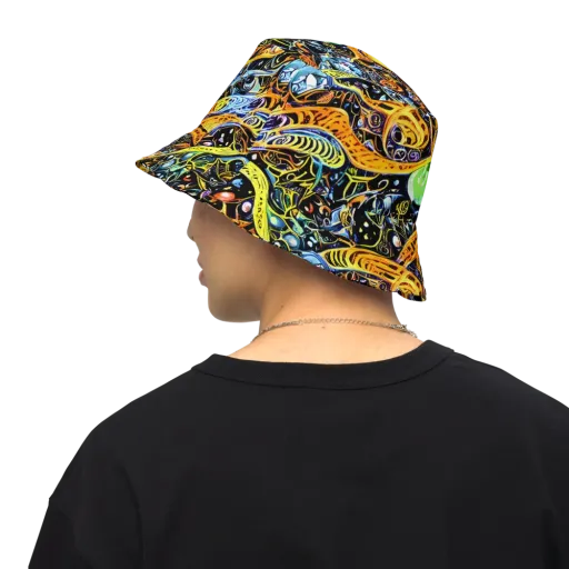 Blacklight Odyssey on a Reversible Bucket Hat