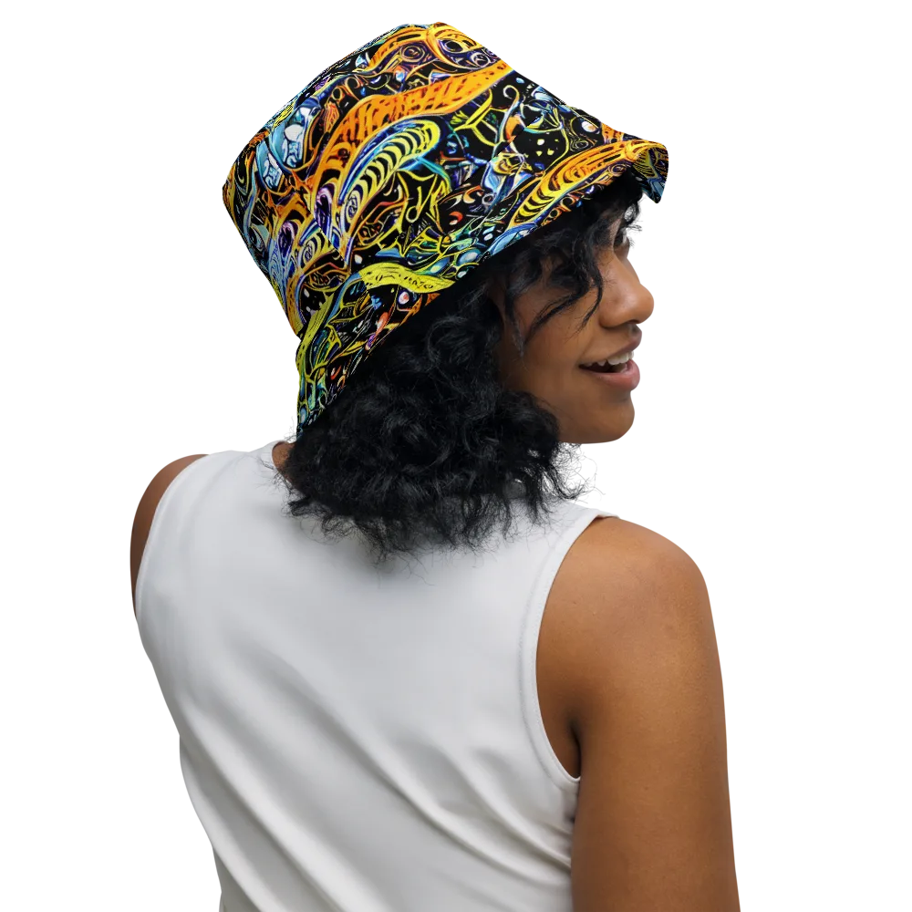 Blacklight Odyssey on Reversible Bucket Hat — Right Outside