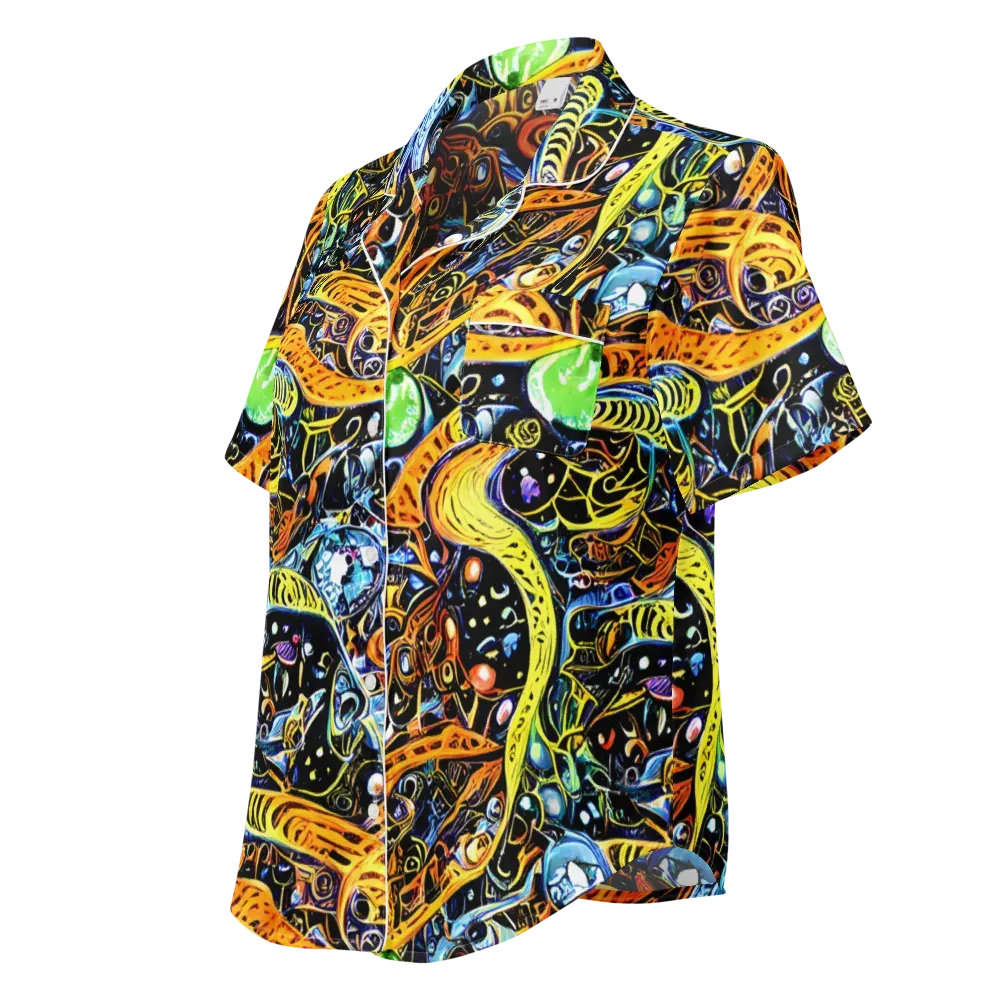 Blacklight Odyssey on Women's Short Sleeve Pajama Top — Left Front