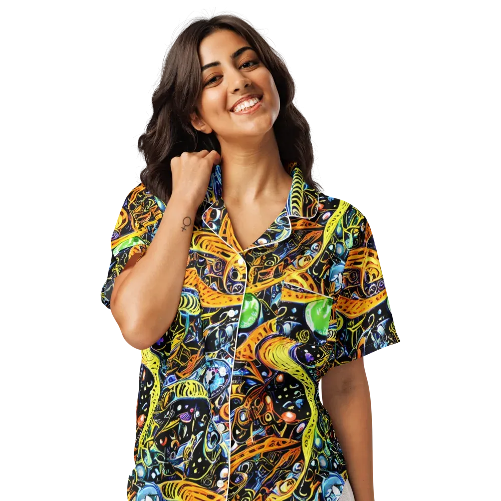 Blacklight Odyssey on Women's Short Sleeve Pajama Top — Front