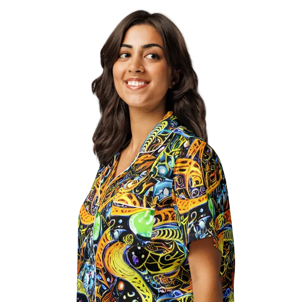 Blacklight Odyssey on Women's Short Sleeve Pajama Top — Left Front