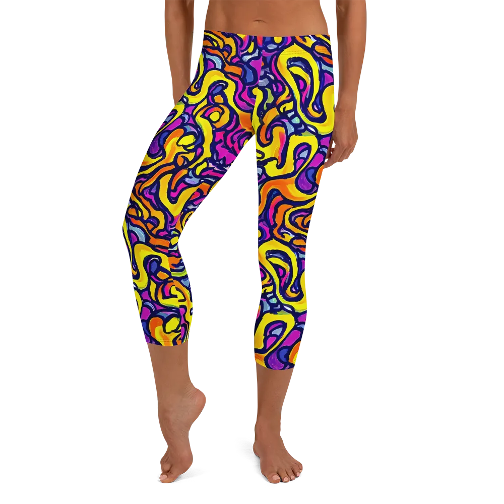 Radiant Turbulence on Capri Leggings — Front
