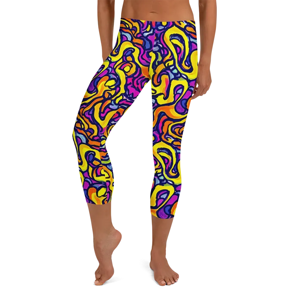 Radiant Turbulence on Capri Leggings — Front
