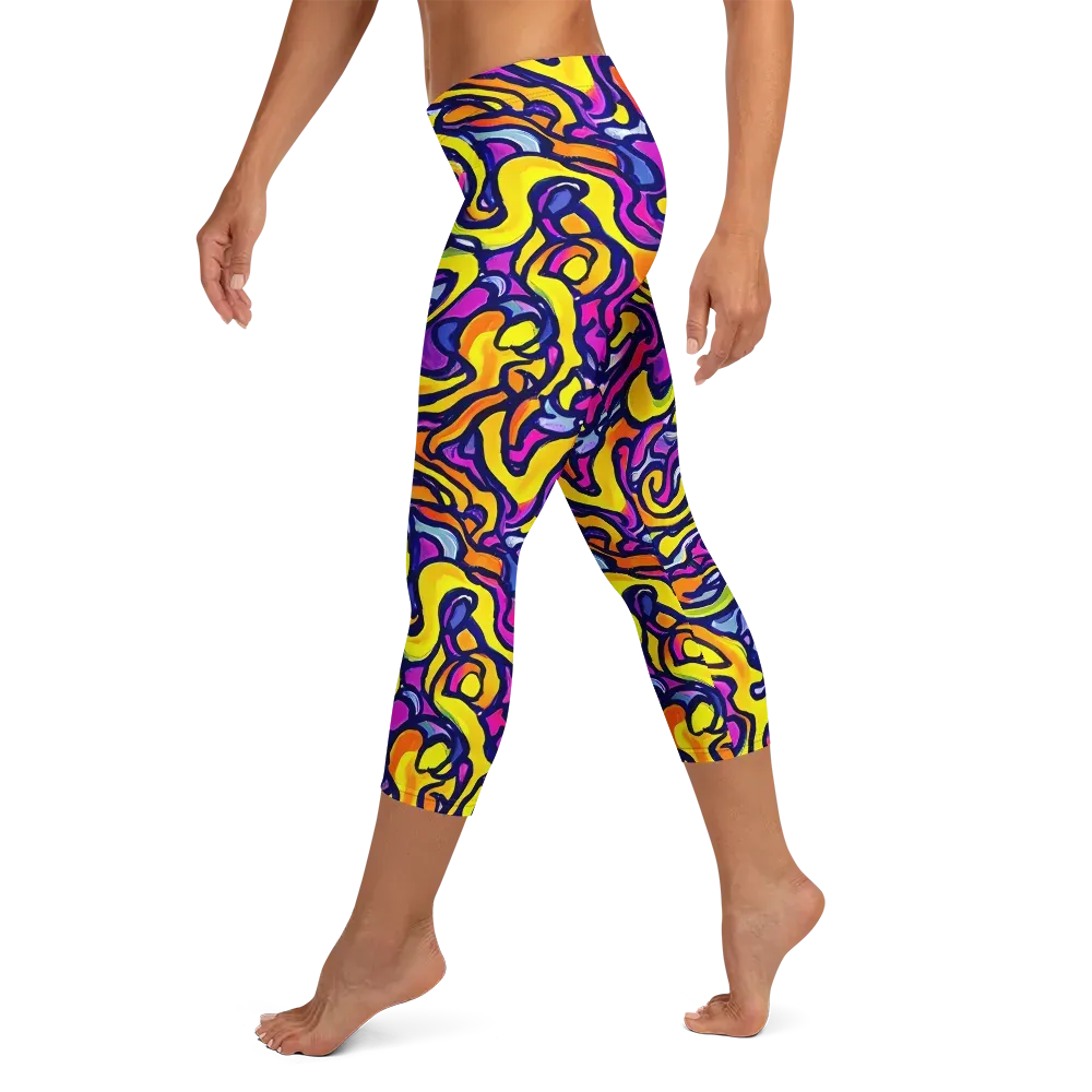 Radiant Turbulence on Capri Leggings — Left
