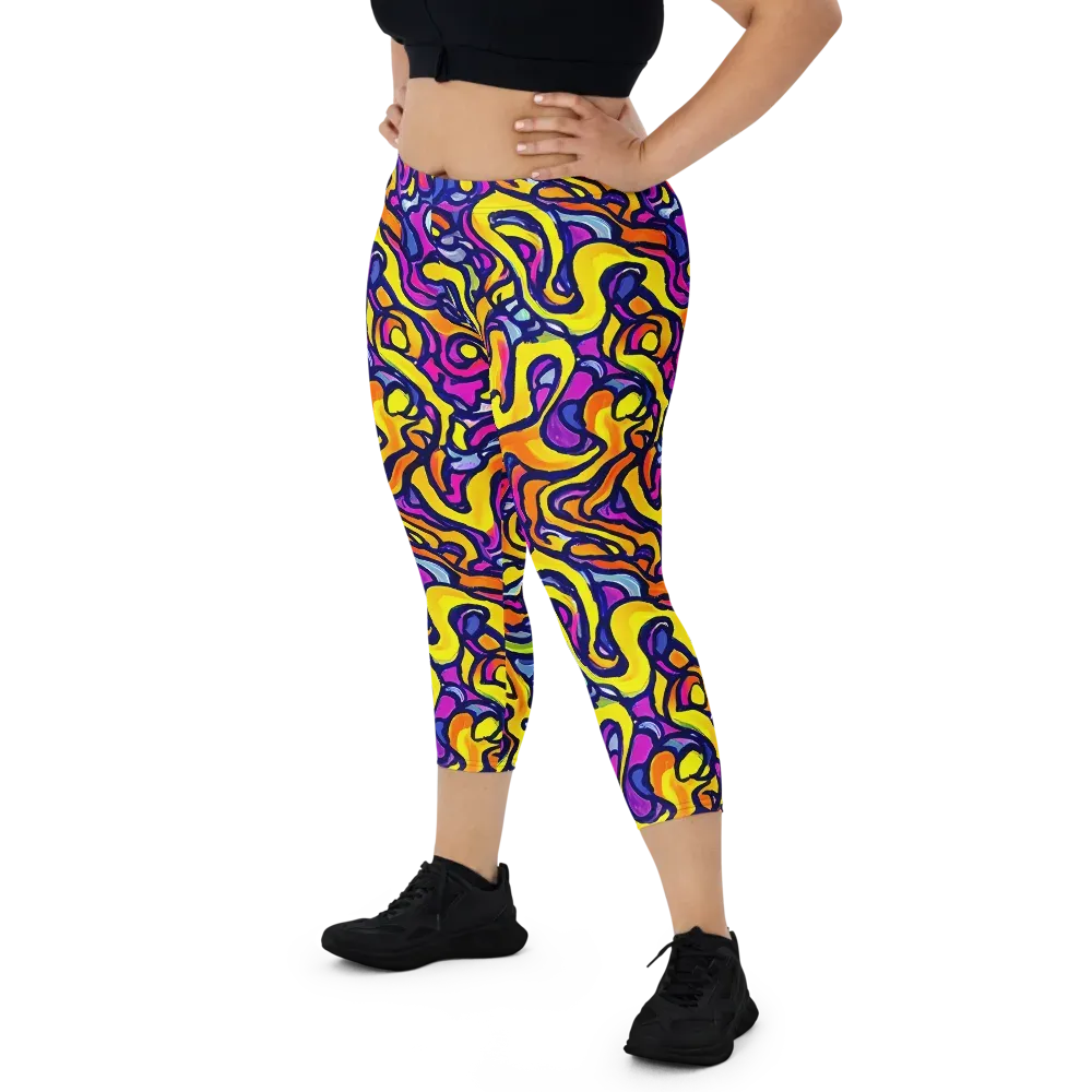 Radiant Turbulence on Capri Leggings — Front