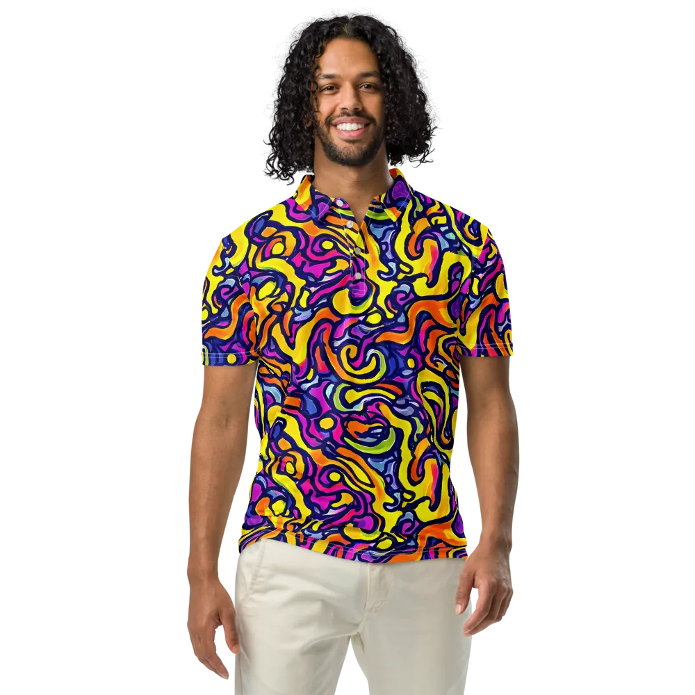 Radiant Turbulence on Men's Slim Fit Polo Shirt — Front