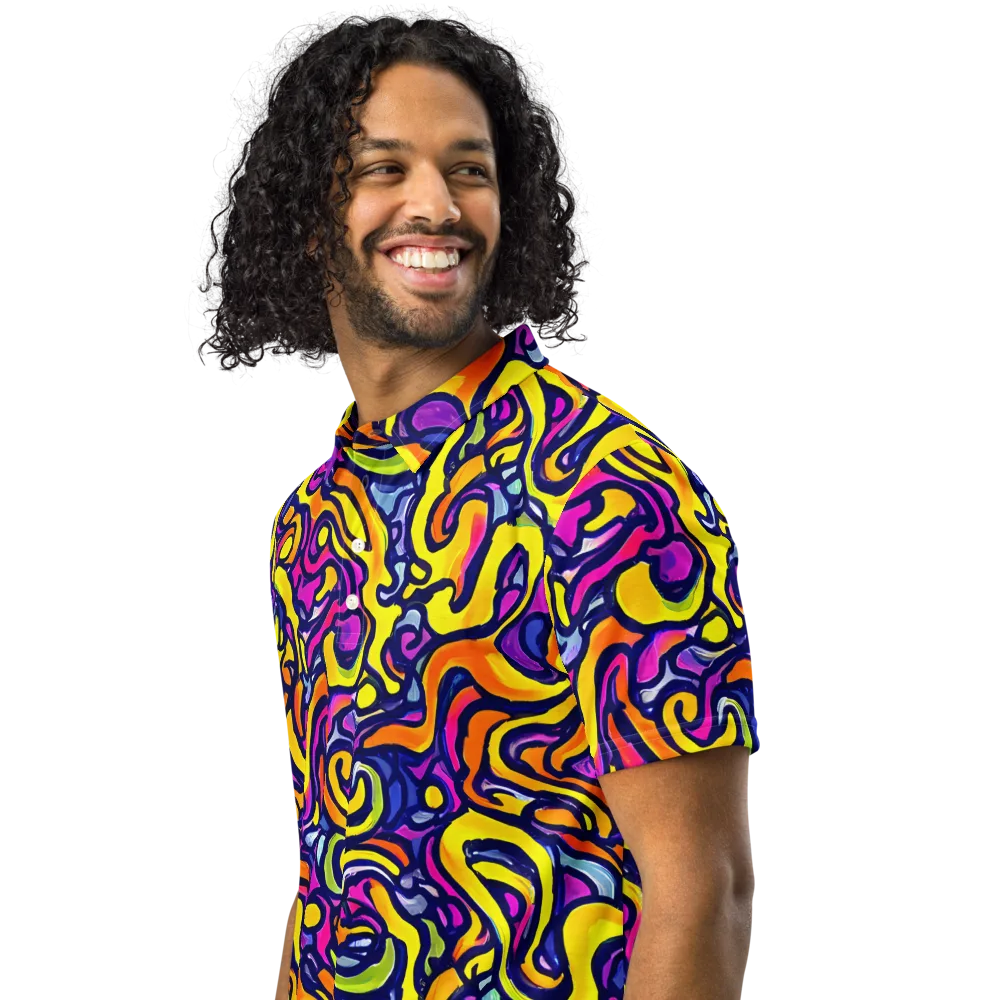 Radiant Turbulence on Men's Slim Fit Polo Shirt — Left Front