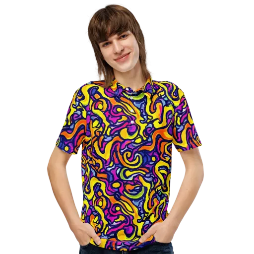 Radiant Turbulence on a Men's Slim Fit Polo Shirt