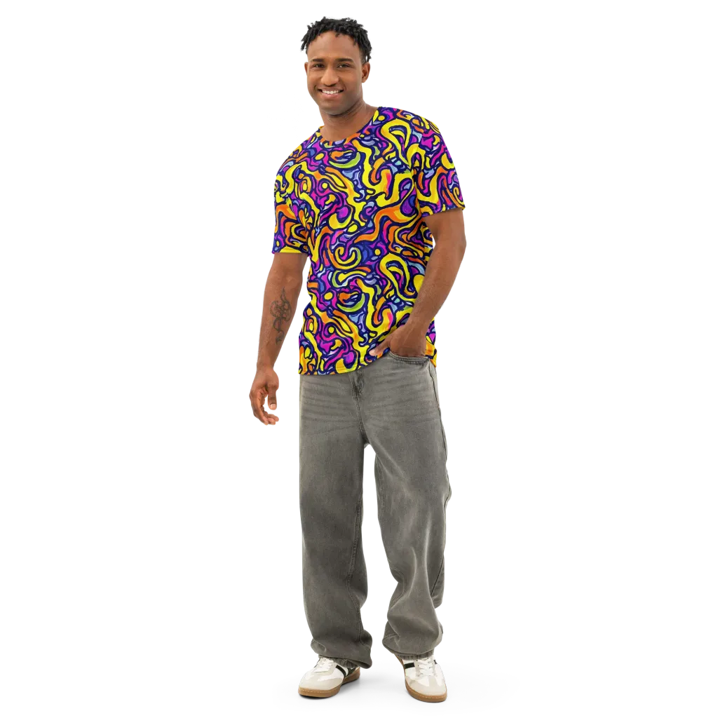 Radiant Turbulence on Men's Cotton Crew Neck T-Shirt — Front