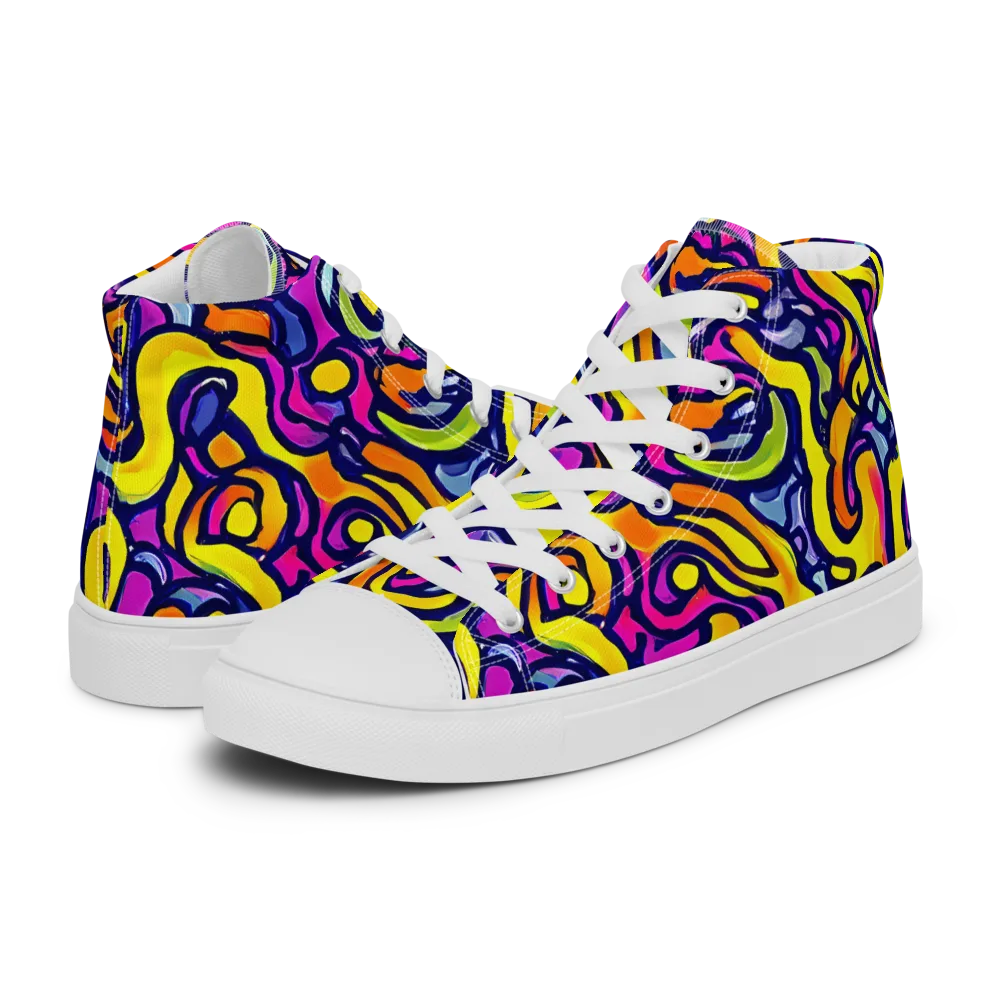 Radiant Turbulence on Men's High Top Canvas Shoes — Left