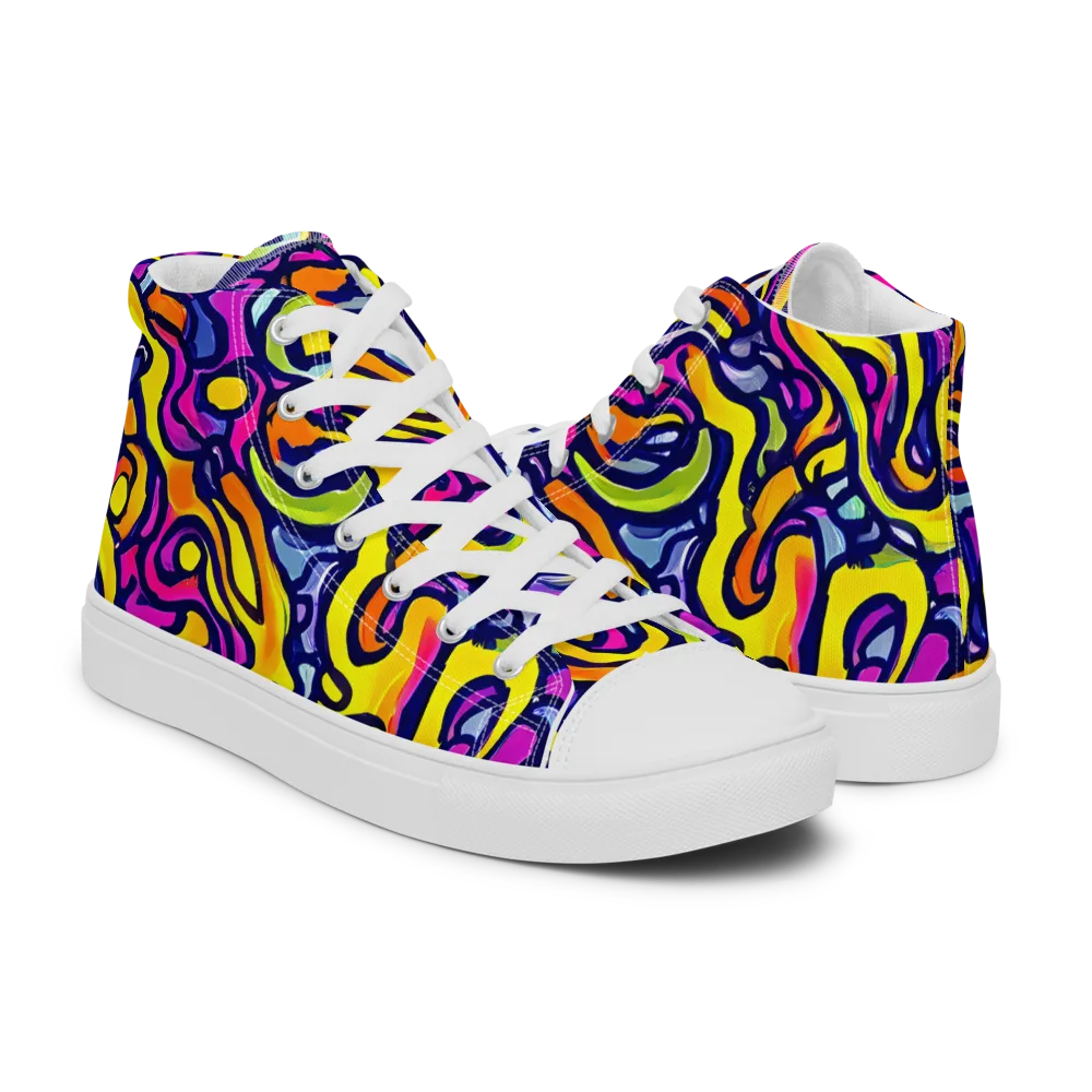 Radiant Turbulence on Men's High Top Canvas Shoes — Right