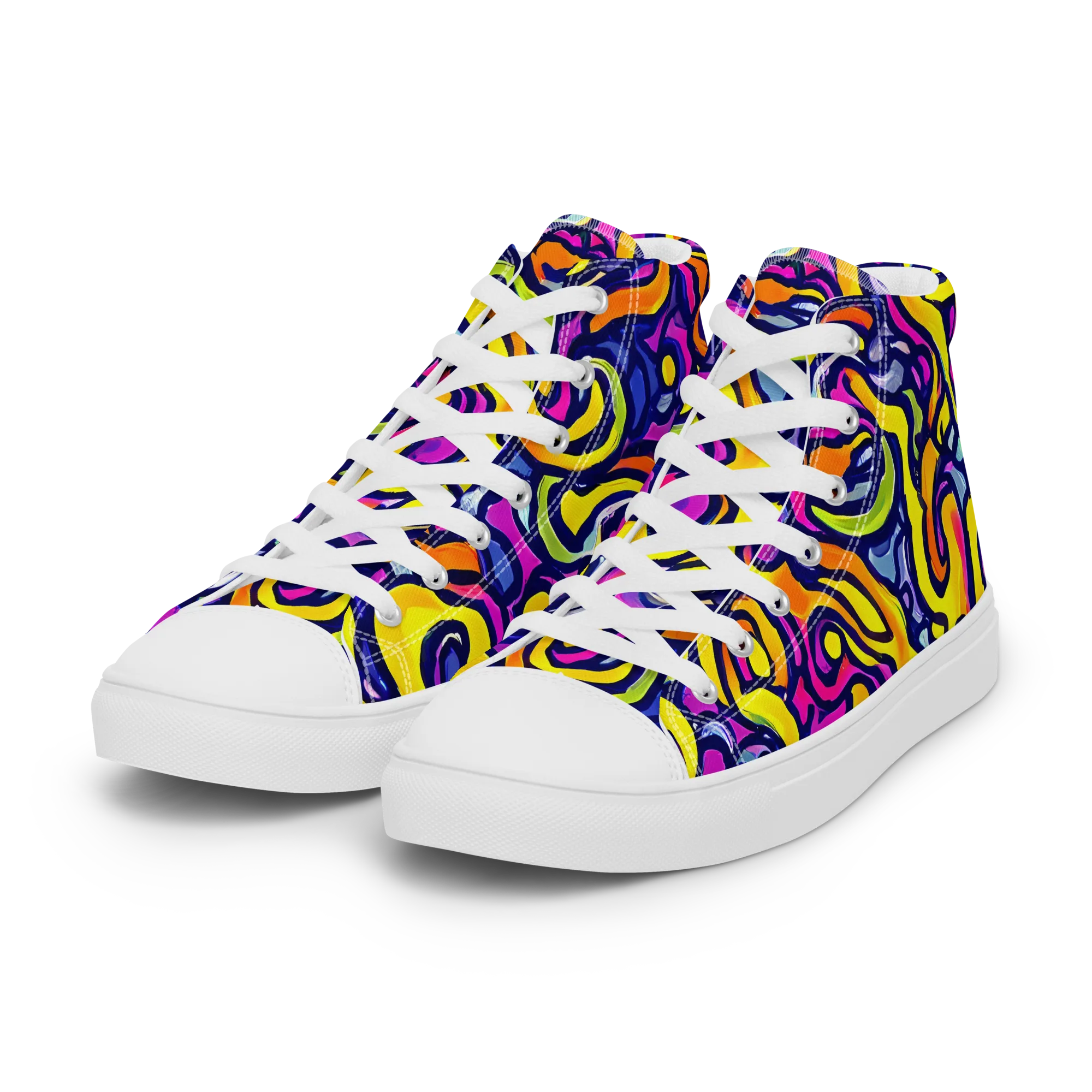 Radiant Turbulence on Women's High Top Canvas Shoes — Left Front