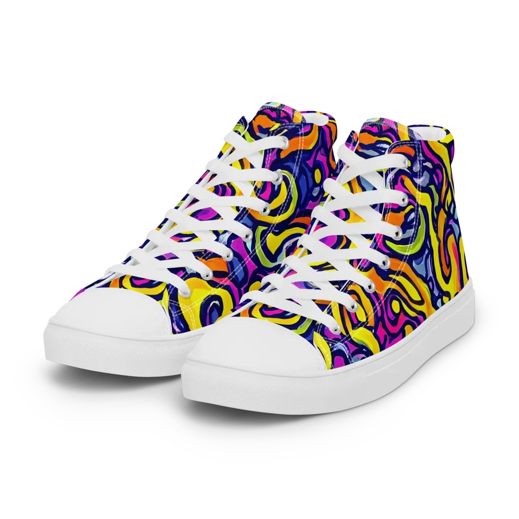 Radiant Turbulence on Women's High Top Canvas Shoes — Left Front