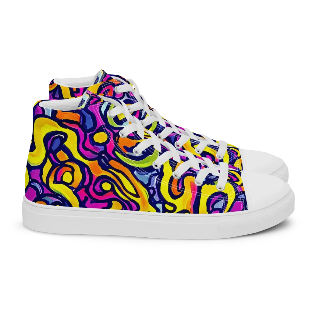 Radiant Turbulence on Women's High Top Canvas Shoes — Right