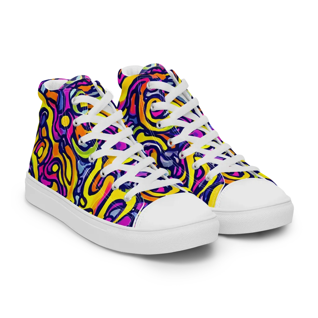 Radiant Turbulence on Women's High Top Canvas Shoes — Right Front