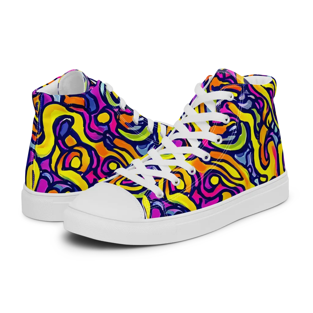 Radiant Turbulence on Women's High Top Canvas Shoes — Left