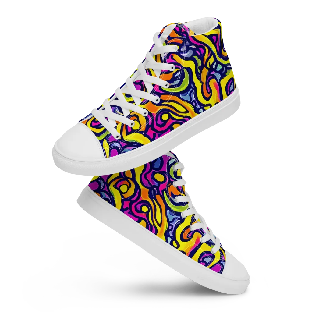 Radiant Turbulence on Women's High Top Canvas Shoes — Front