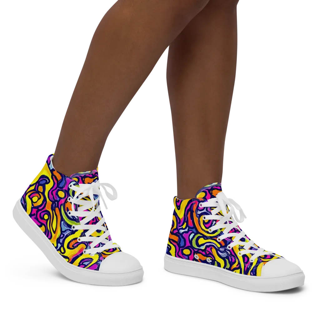 Radiant Turbulence on Women's High Top Canvas Shoes — Right