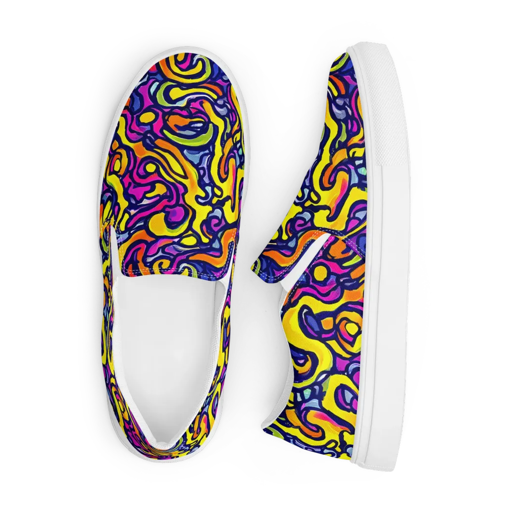 Radiant Turbulence on Men's Slip-On Canvas Shoes — Front
