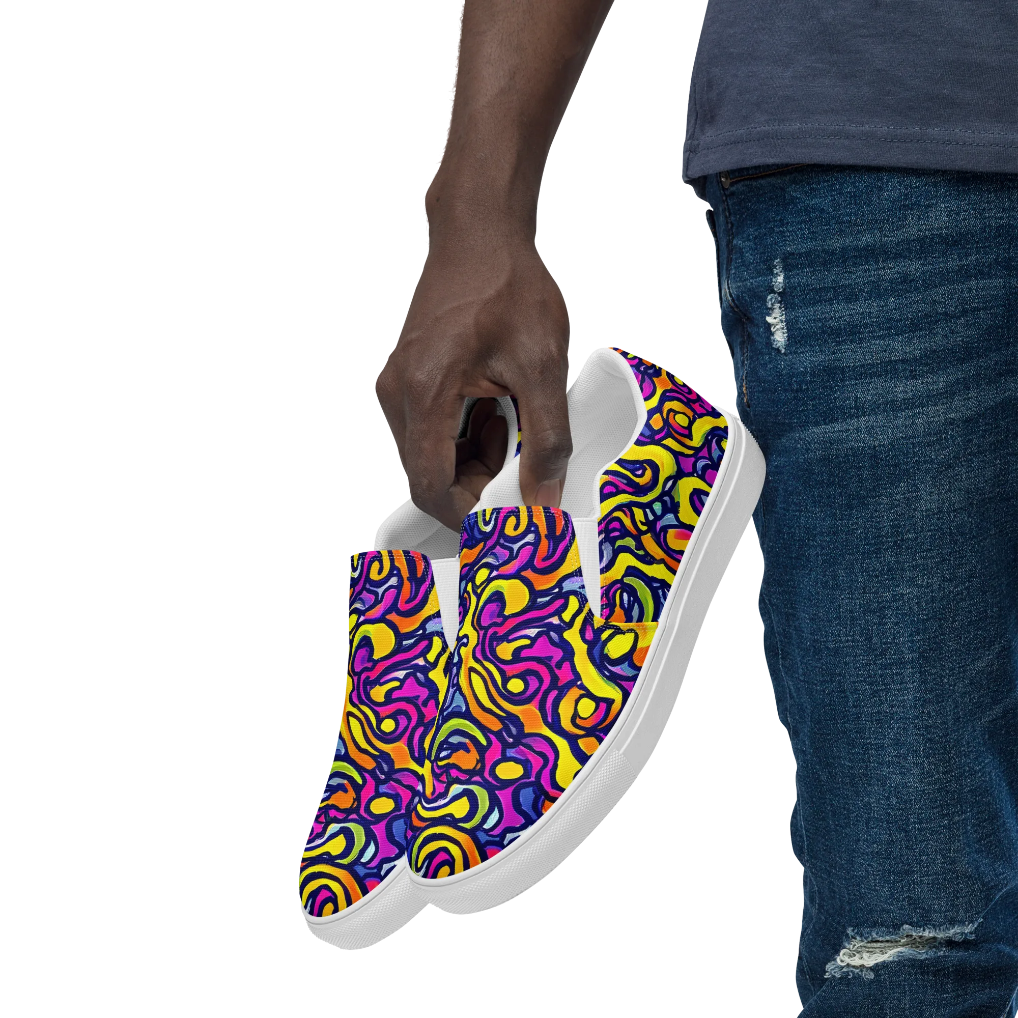 Radiant Turbulence on Men's Slip-On Canvas Shoes — Left Front