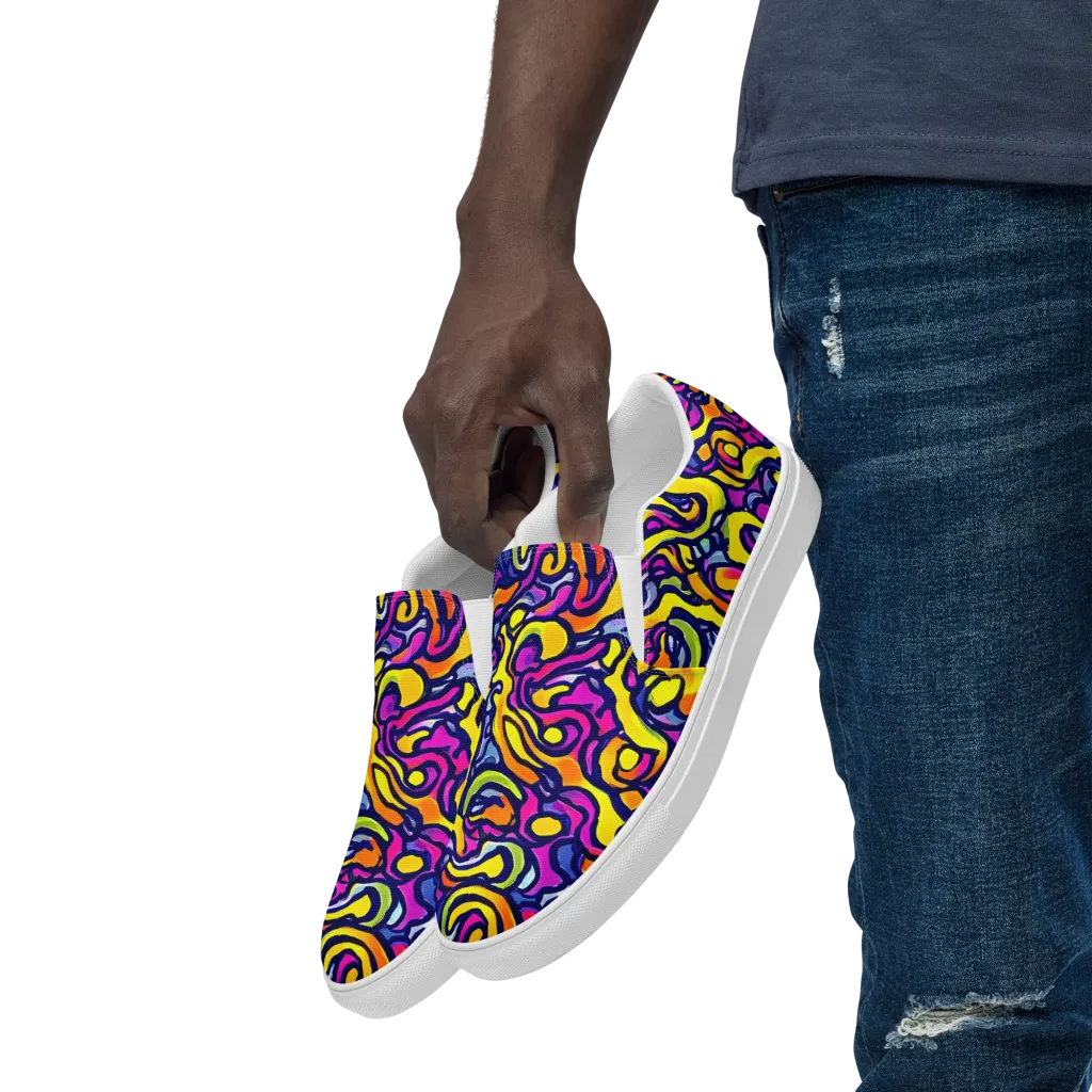 Radiant Turbulence on Men's Slip-On Canvas Shoes — Left Front