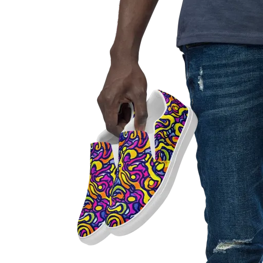 Radiant Turbulence on a Men's Slip-On Canvas Shoes