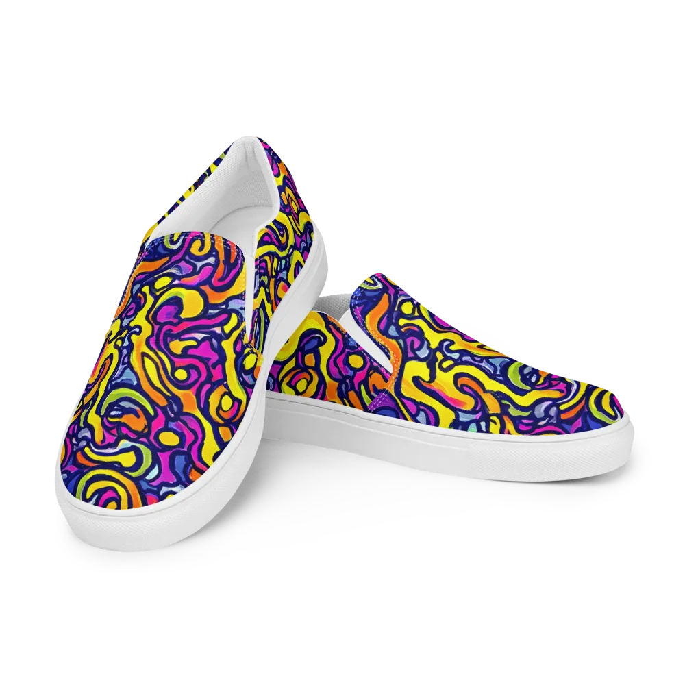 Radiant Turbulence on Women's Slip-On Canvas Shoes — Left Front