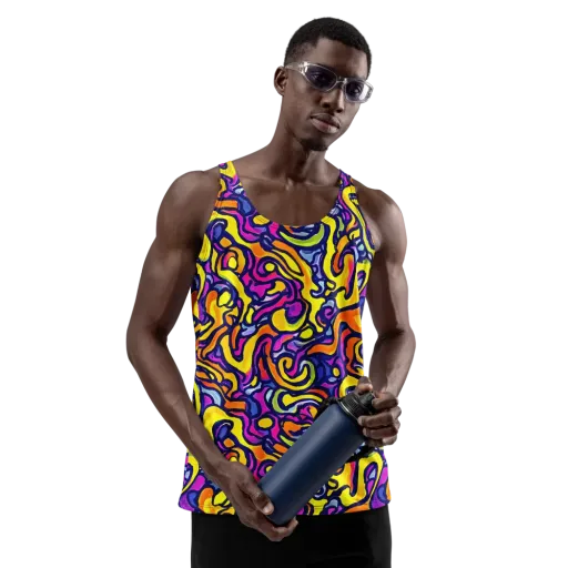 Radiant Turbulence on a Men's Tank Top