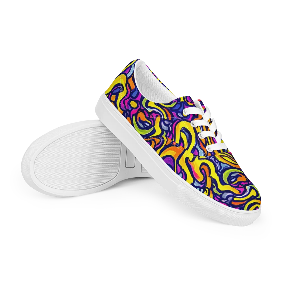 Radiant Turbulence on Men's Lace-Up Canvas Shoes — Right Front