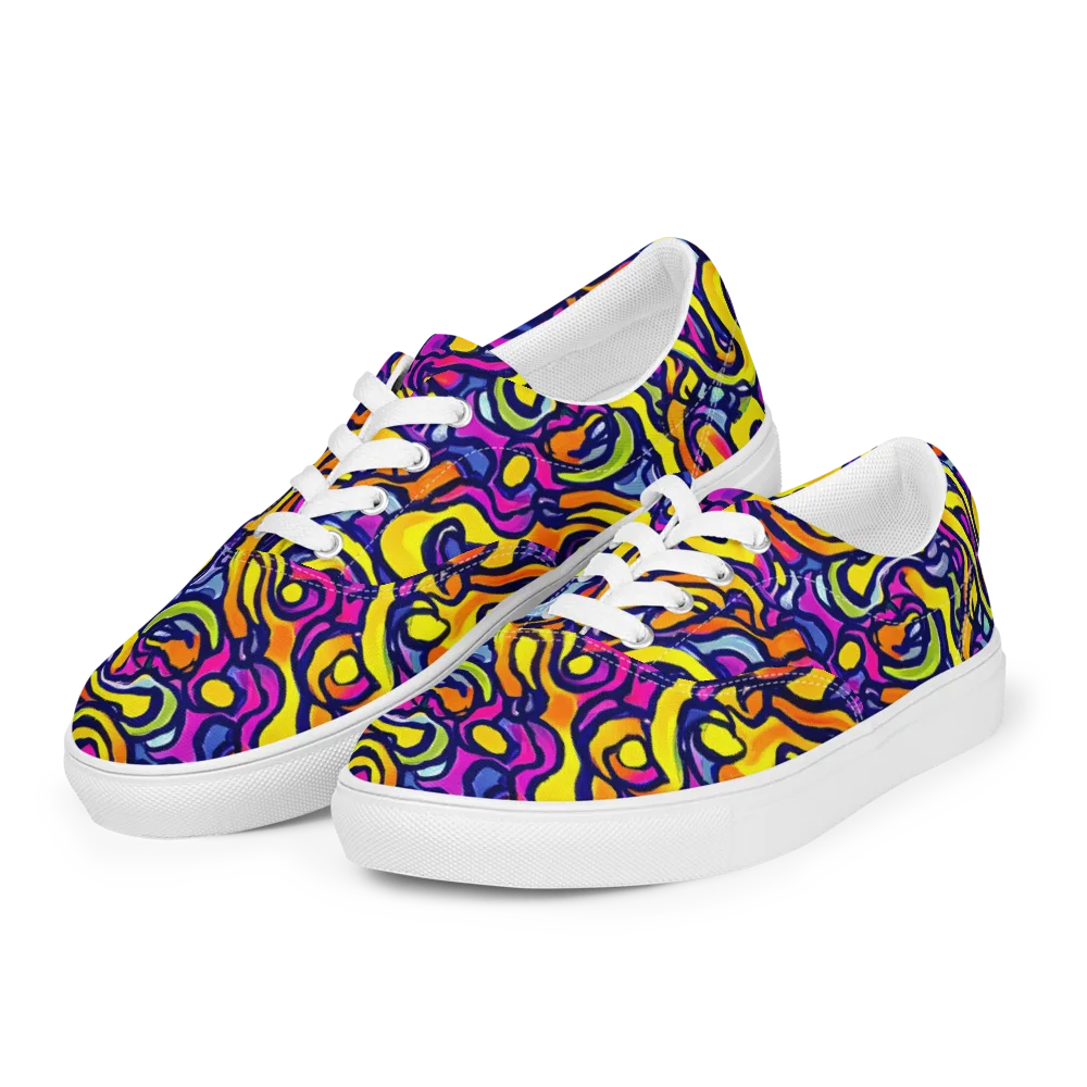 Radiant Turbulence on Men's Lace-Up Canvas Shoes — Left Front