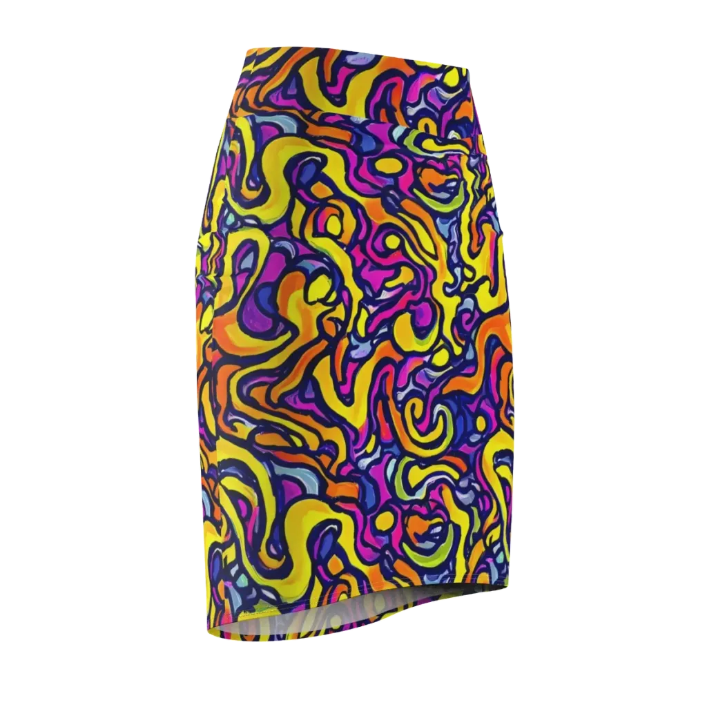 Radiant Turbulence on Pencil Skirt — Front Side