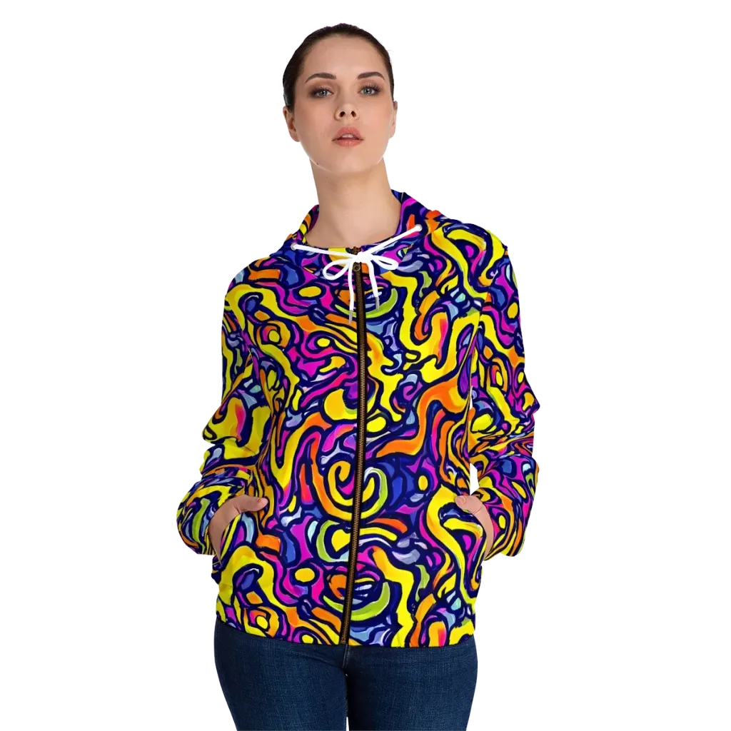 Radiant Turbulence on Women's Full-Zip Hoodie — Front On Person