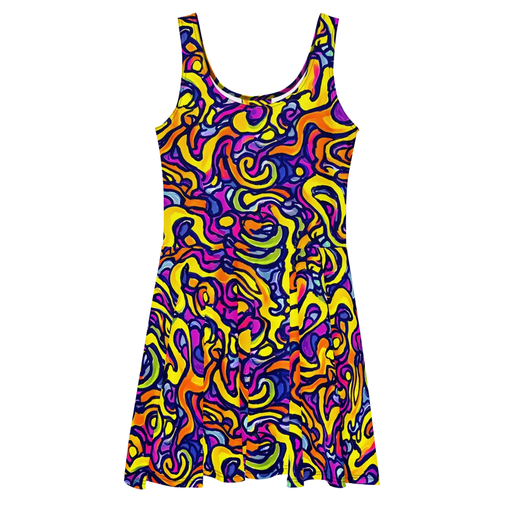 Radiant Turbulence on Skater Dress — Front