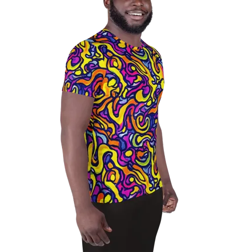 Radiant Turbulence on a Men's Athletic T-Shirt