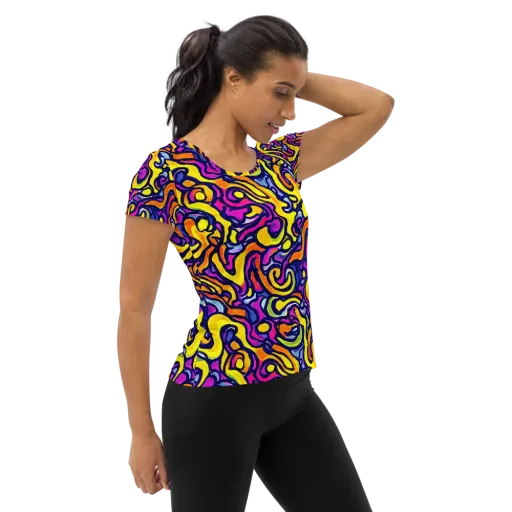 Radiant Turbulence on a Women's Athletic T-Shirt