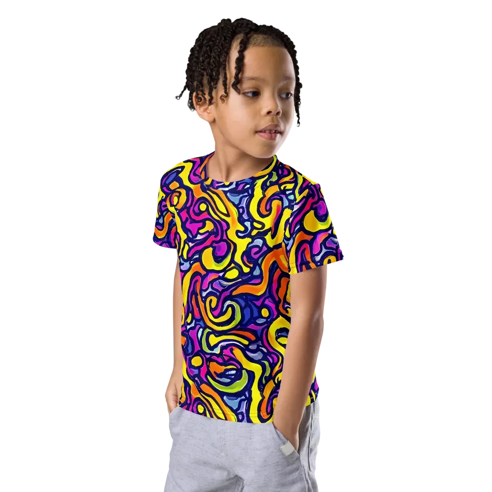 Radiant Turbulence on Kids Crew Neck T-Shirt — Left Front