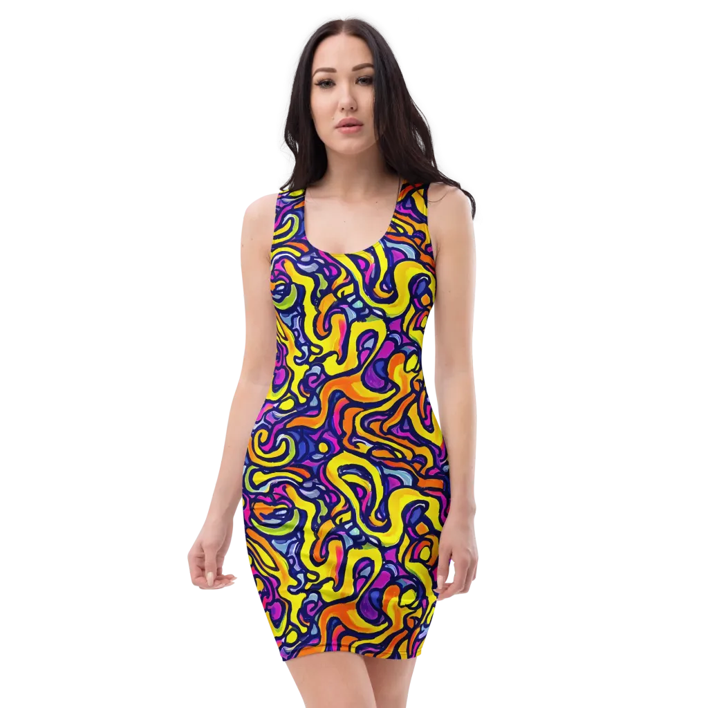 Radiant Turbulence on Bodycon Dress — Front