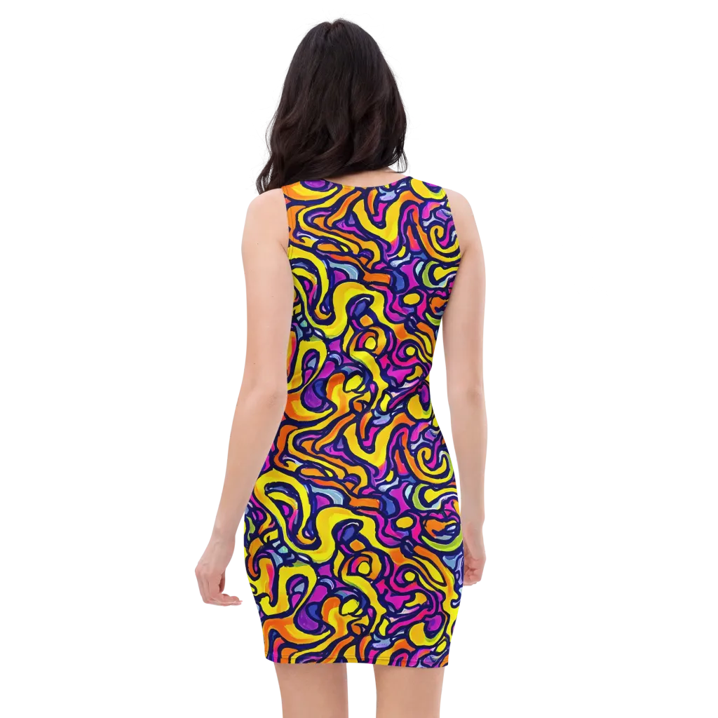 Radiant Turbulence on Bodycon Dress — Back