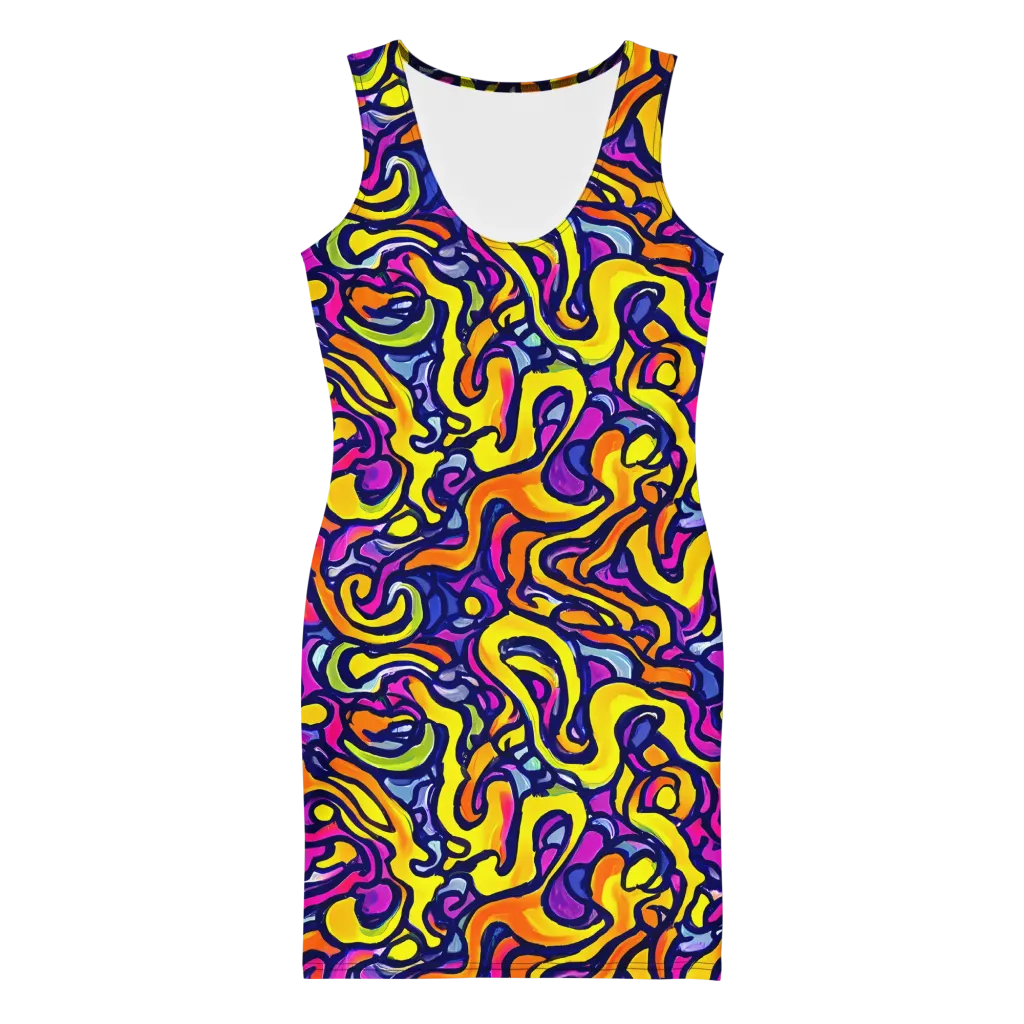 Radiant Turbulence on Bodycon Dress — Front