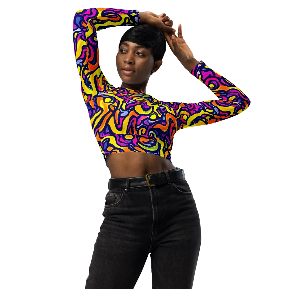 Radiant Turbulence on Long Sleeve Crop Top — Front