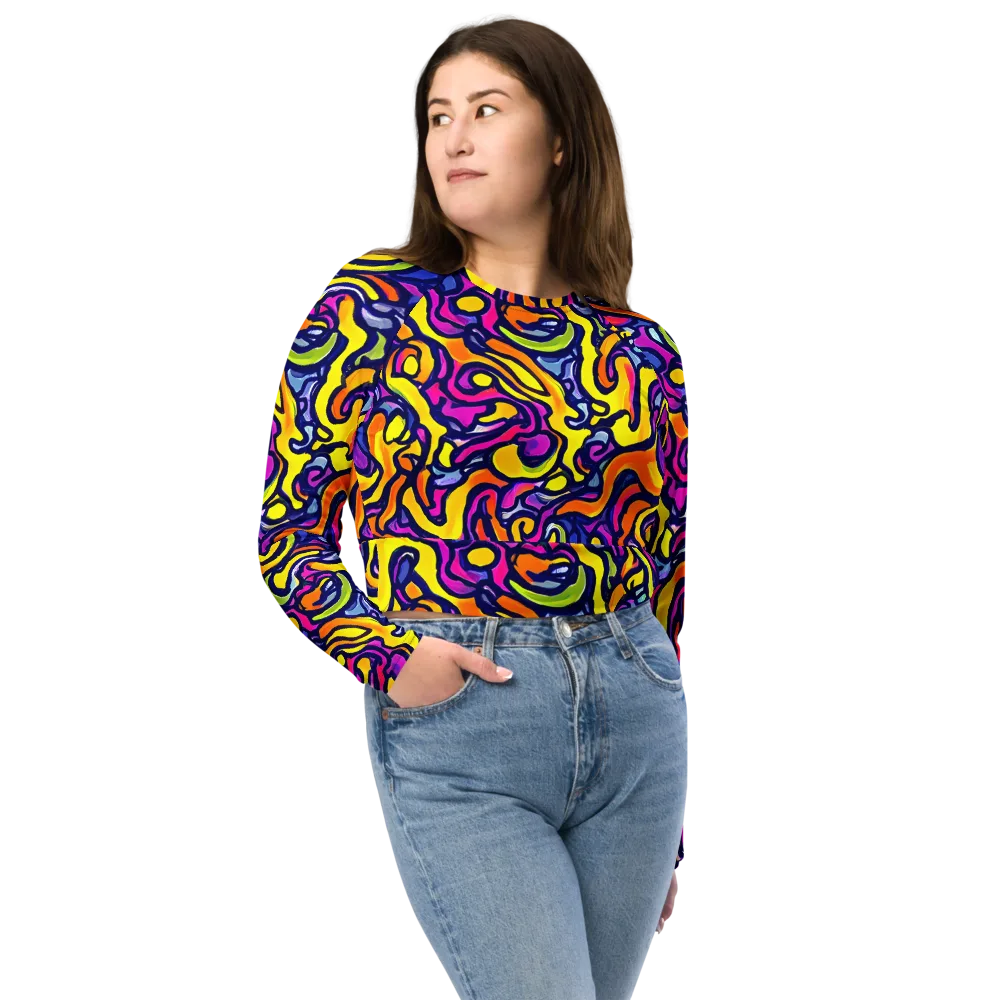 Radiant Turbulence on Long Sleeve Crop Top — Front