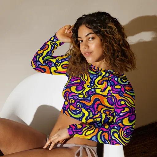 Radiant Turbulence on a Long Sleeve Crop Top