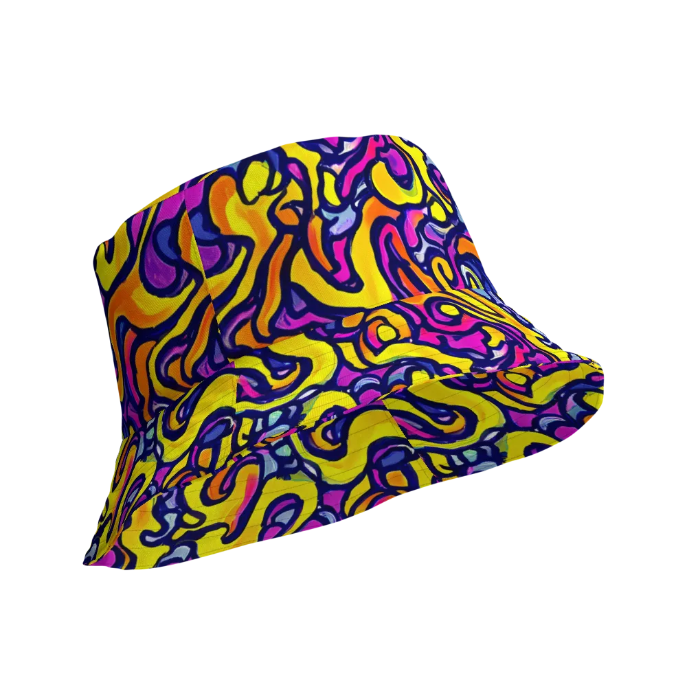 Radiant Turbulence on Reversible Bucket Hat — Product details Outside