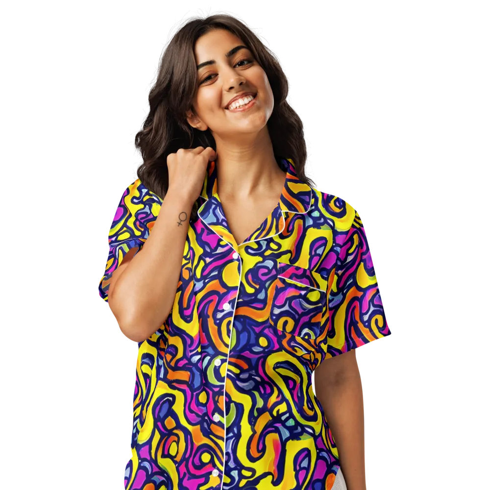 Radiant Turbulence on Women's Short Sleeve Pajama Top — Front
