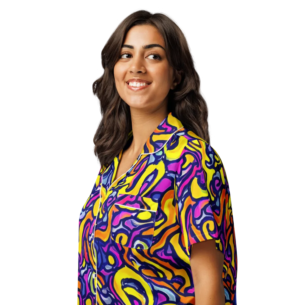 Radiant Turbulence on Women's Short Sleeve Pajama Top — Left Front