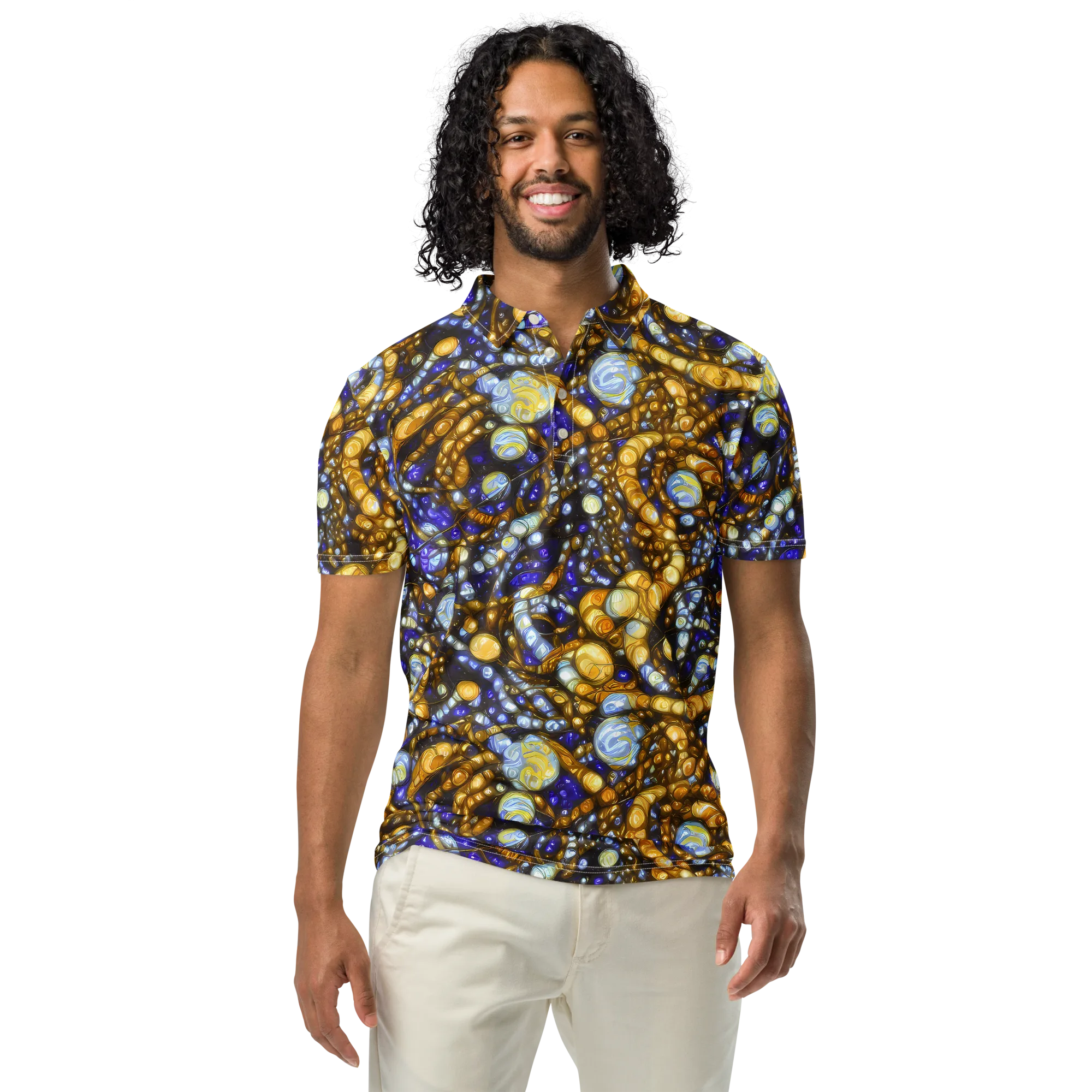 Molten Cobalt on Men's Slim Fit Polo Shirt — Front
