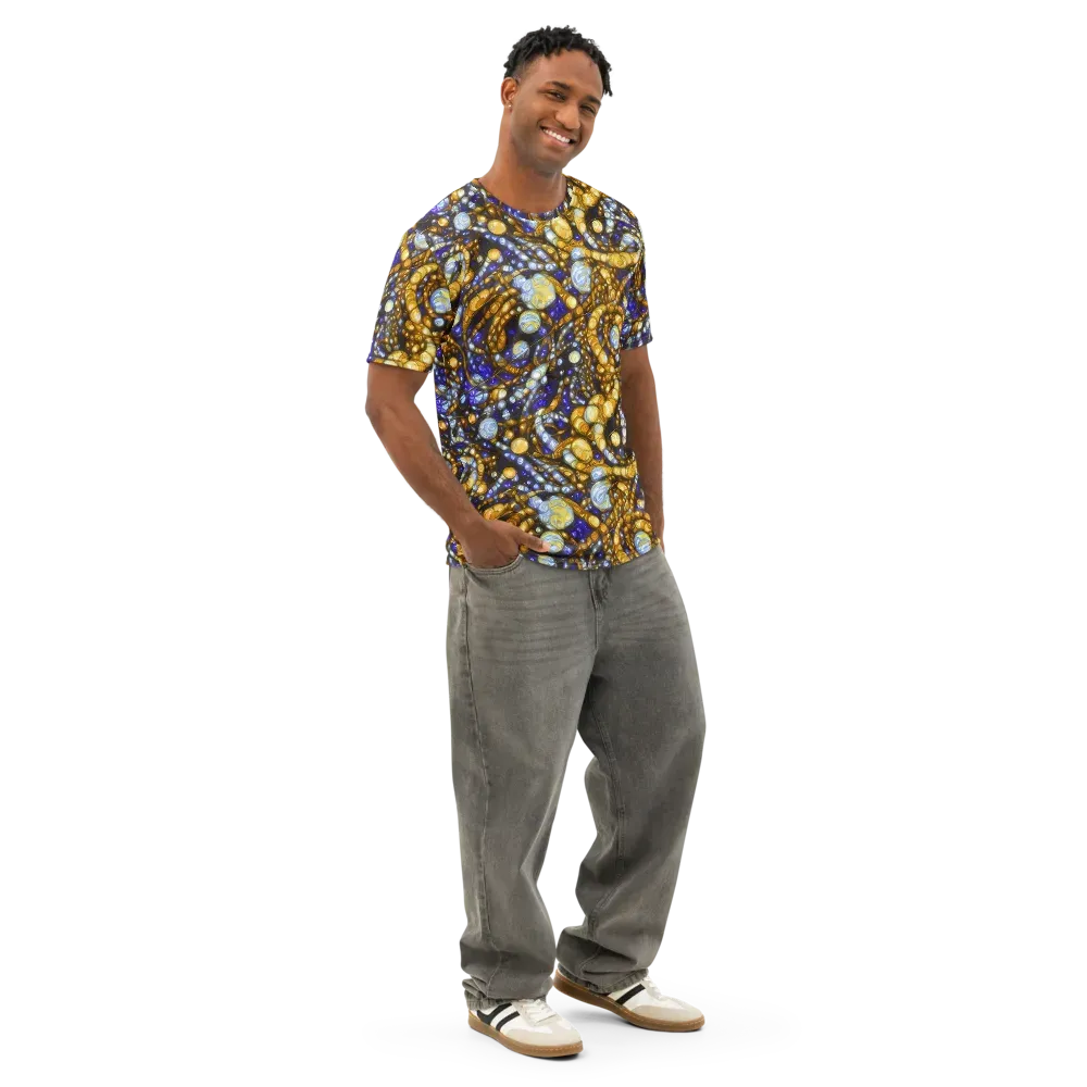 Molten Cobalt on Men's Cotton Crew Neck T-Shirt — Right Front