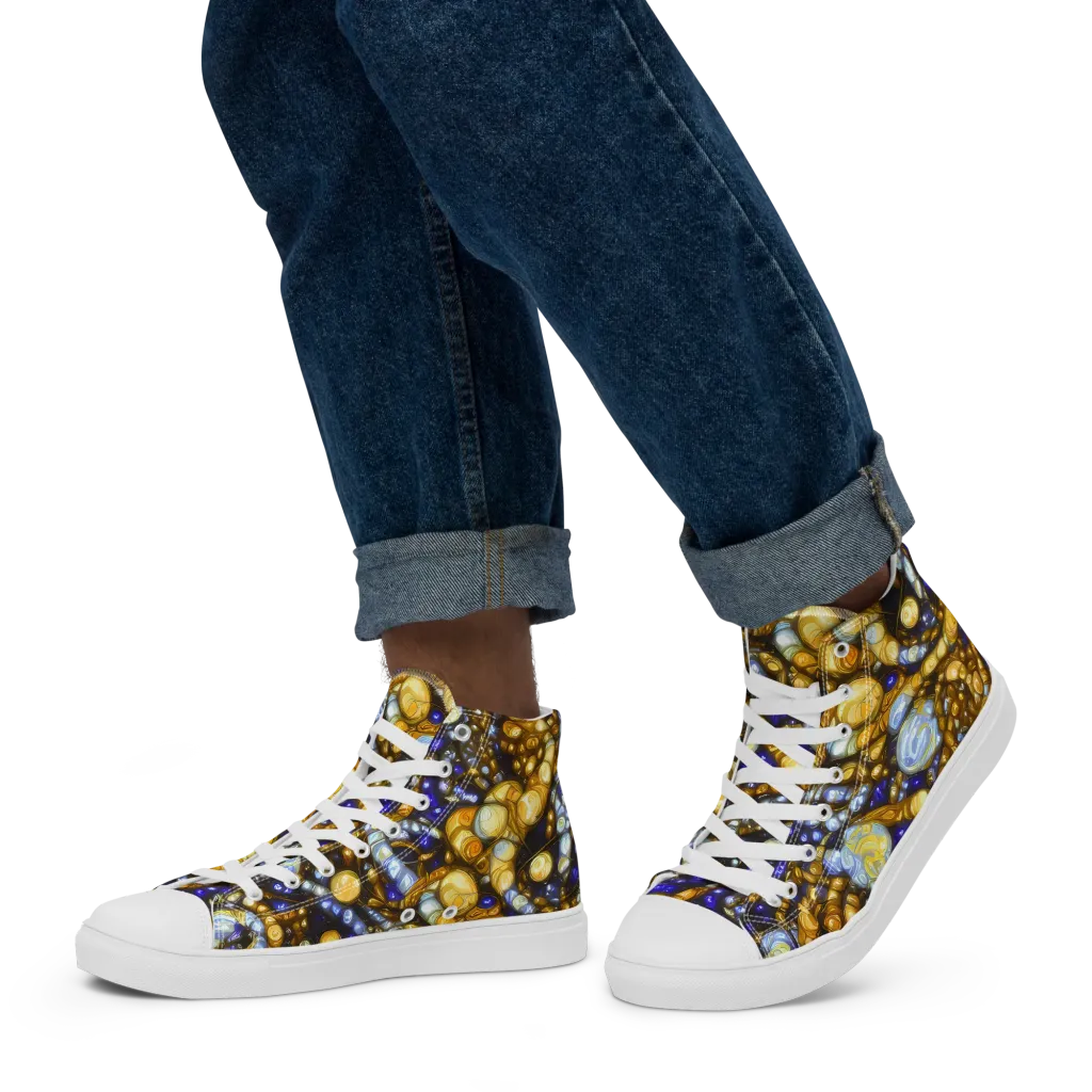 Molten Cobalt on Men's High Top Canvas Shoes — Left